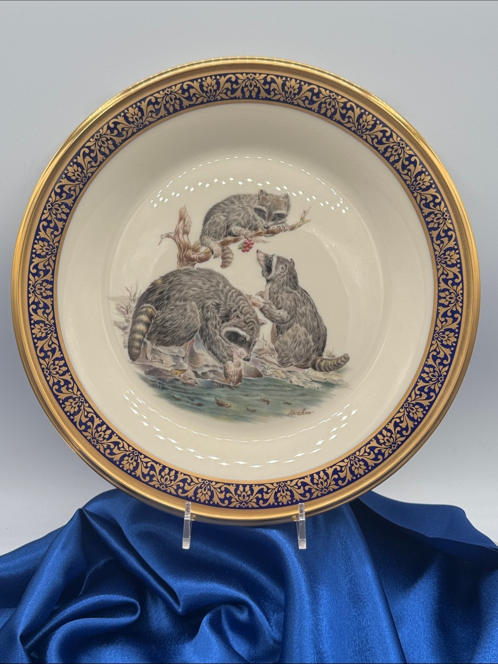 1973 Lenox Woodland Wildlife "Raccoons" Collector Plate, designed by Boehm